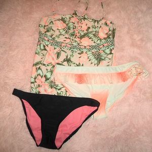 3 PC SWIMSUIT BIKINI FLORAL HALTER TOP TANKINI OP TIME AND TRU-WOMENS SIZE XL